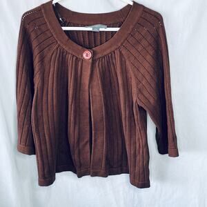 Josephine Chaus Brown Cardigan 3/4 Sleeve Sweater XL